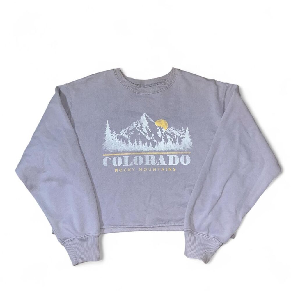 Hollister Co. Women's Purple Colorado Cropped Sweatshirt SZ S
